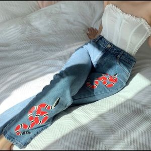 Snake print jeans